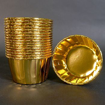 Капсула бумажная Маффин d50x40 мм, Золотой металлик, 1 шт