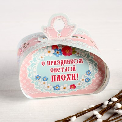 Пасхальная коробочка "ХВ" кулич, яйца, 90*70*60 мм