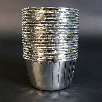 Капсула бумажная Маффин d50x40 мм, Серебро металлик, 1 шт