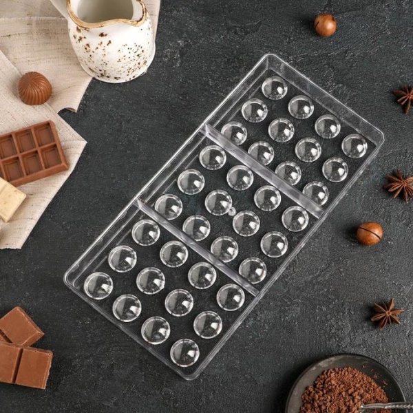 Форма поликарбонатная Полусфера 28×14 см, 36 ячеек, ячейка 2×1 см