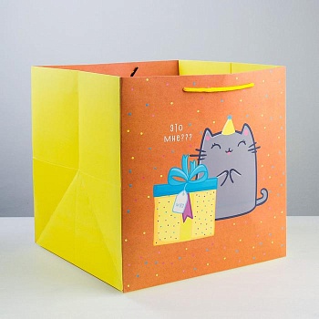 Пакет для торта «Котик и тортик», 30 × 30 × 30 см