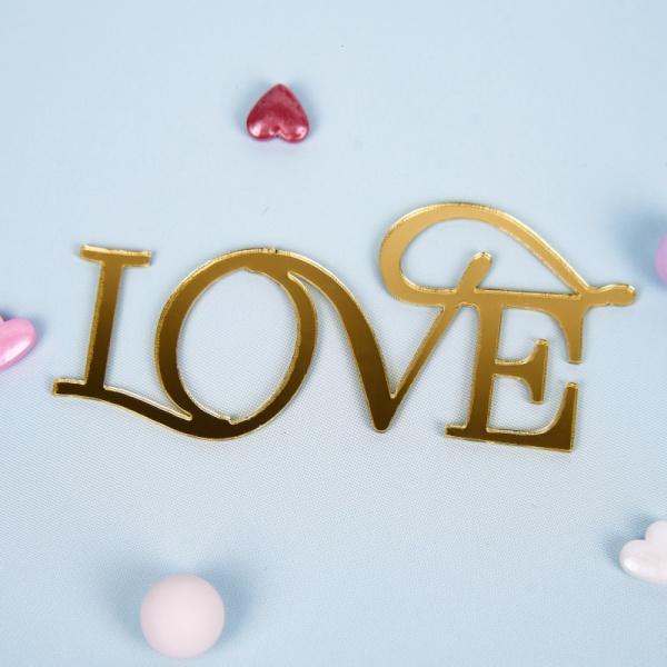 Акриловый топпер "Love" №4,  6,5 см, золото