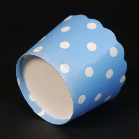 Бумажный стаканчик для кекса d50*45 мм, голубой в горох, 1 шт