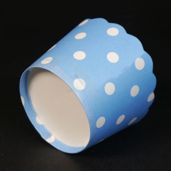 Бумажный стаканчик для кекса d50*45 мм, голубой в горох, 1 шт