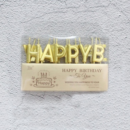 Свечи в торт  "Happy Birthday", 7 см, золотые